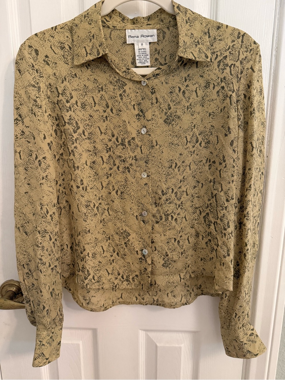 Rena Rowan Women’s Silk Snake-Print Button-Up Shirt